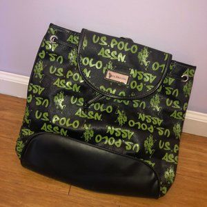 US Polo Green and Black Backpack Purse